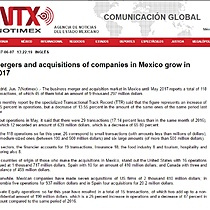 Mergers and acquisitions of companies in Mexico grow in 2017